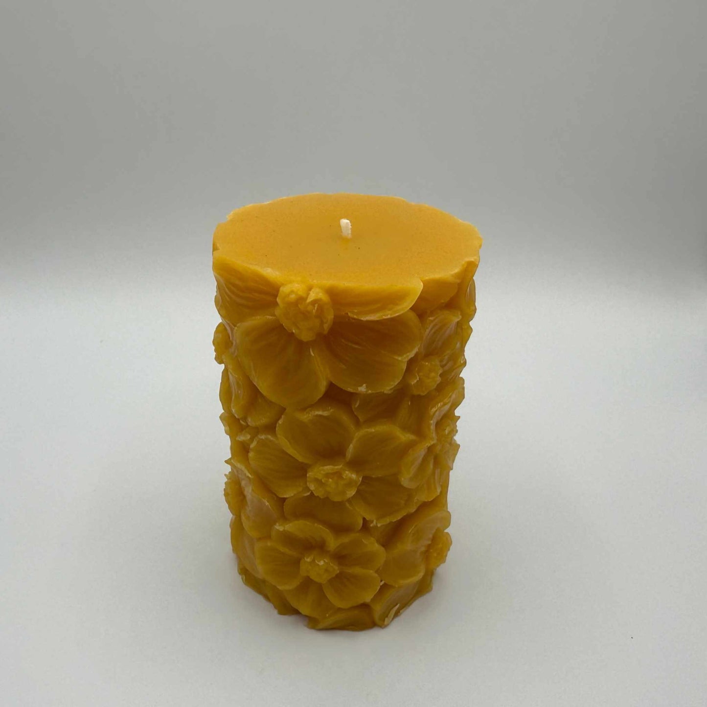 Beeswax Candle Carved Cylinder