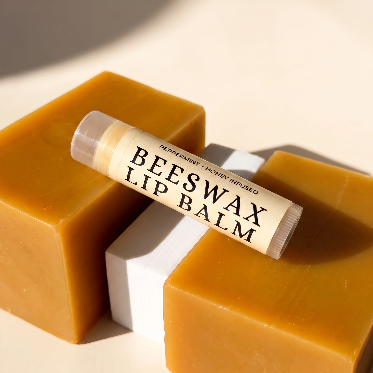Handmade Peppermint Beeswax Lip Balm | Honey Infused | Beeline Organic