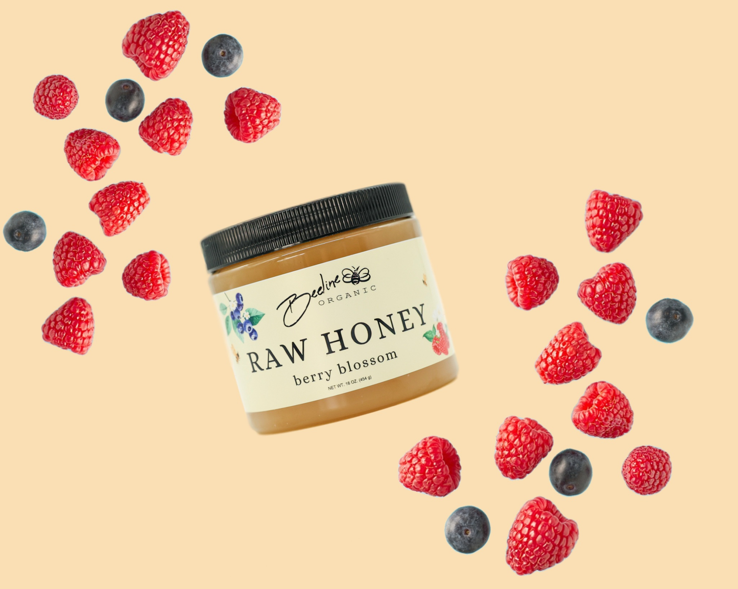 Berry Blossom Raw Honey Jar 16oz.