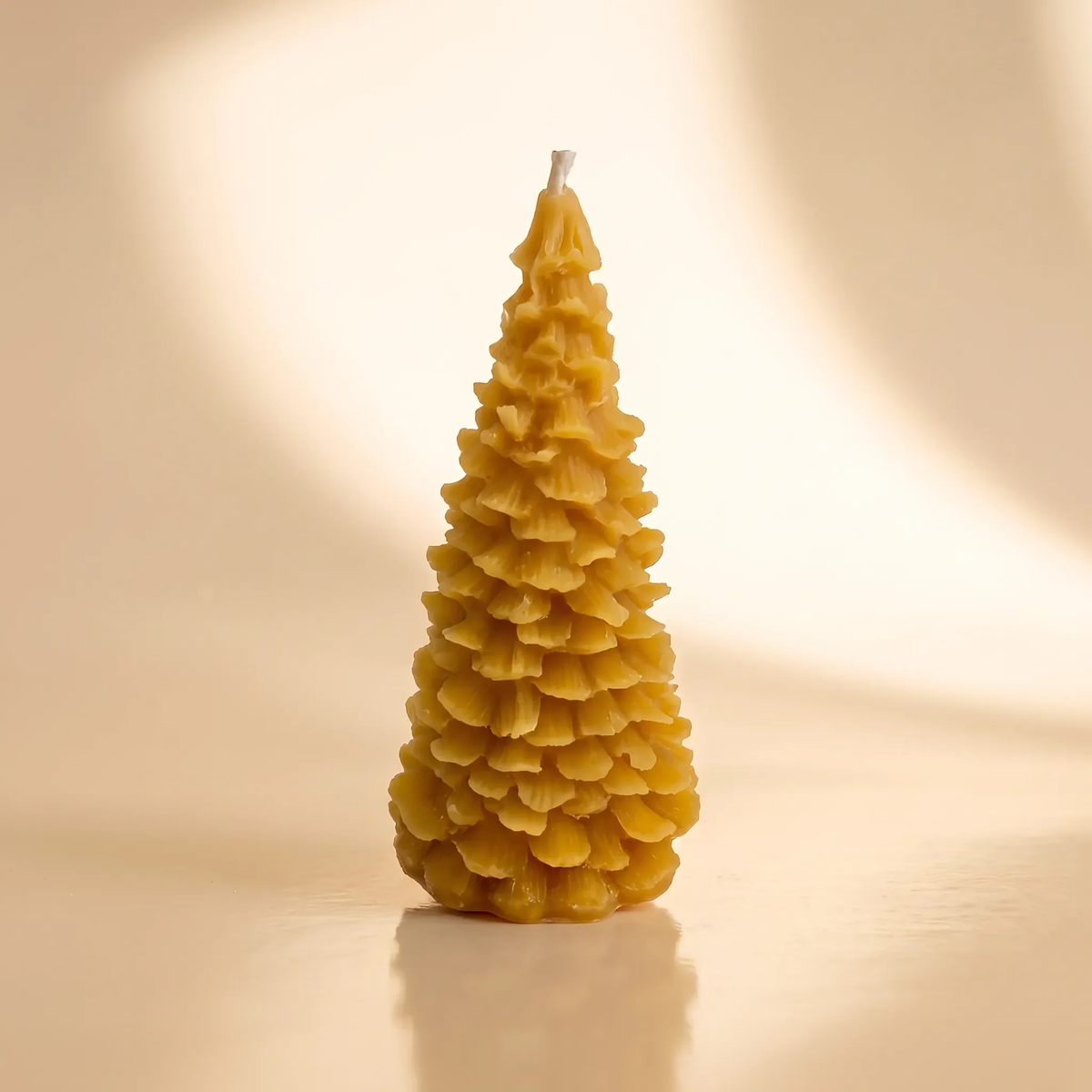 Beeswax Ruffled Pine Tree Candle Large