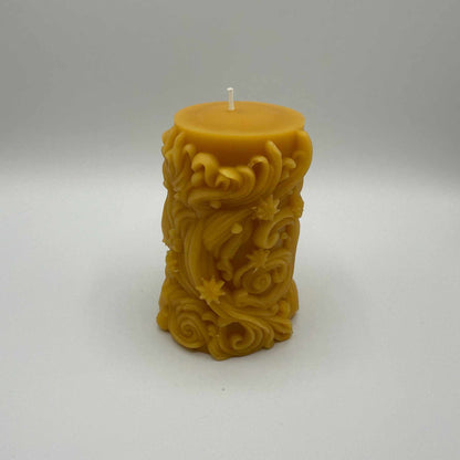 Beeswax Candle Carved Cylinder