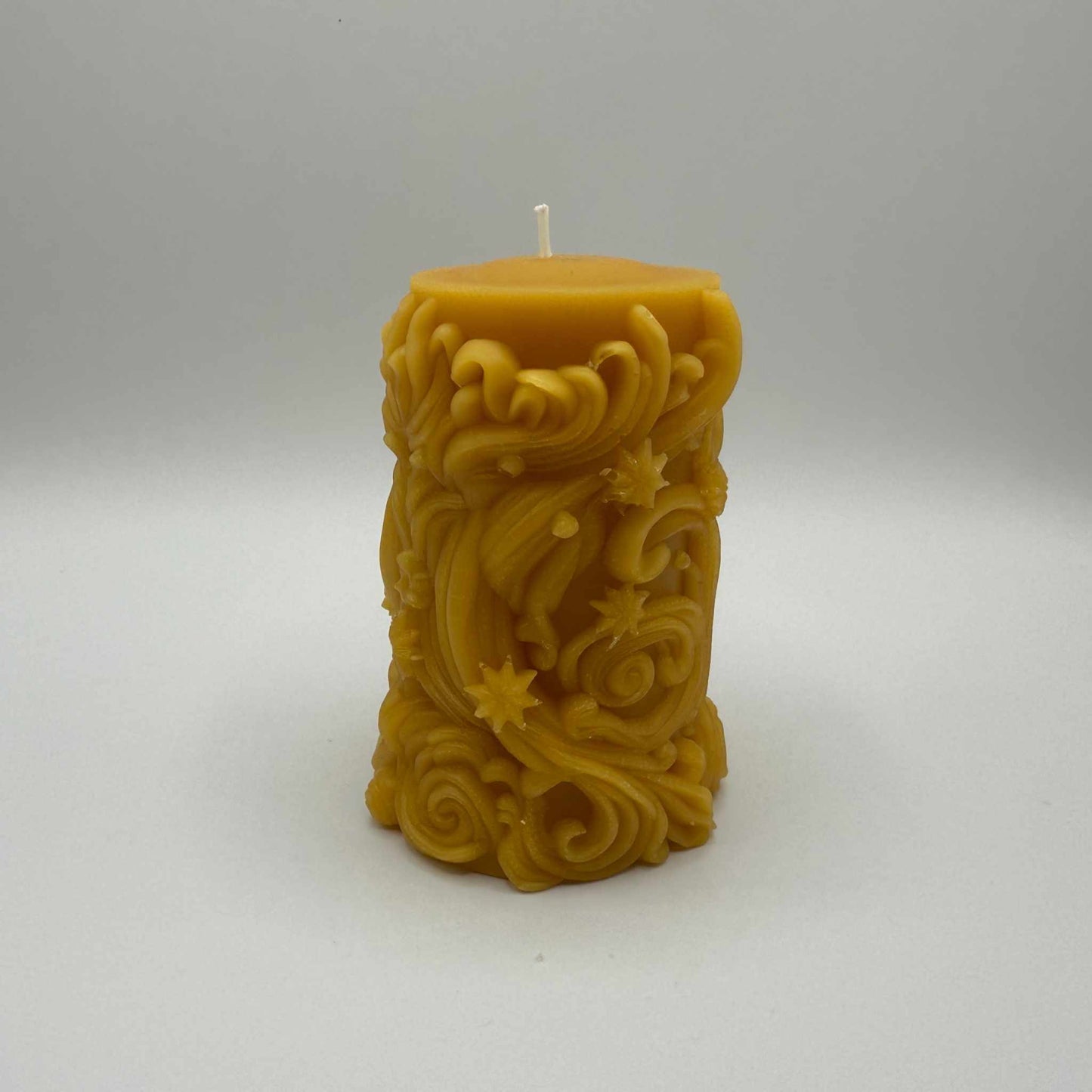 Beeswax Candle Carved Cylinder