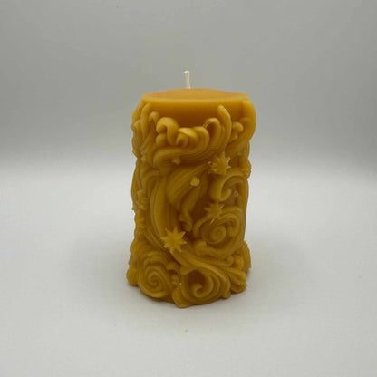 Beeswax Candle Carved Cylinder