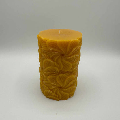 Beeswax Candle Carved Cylinder