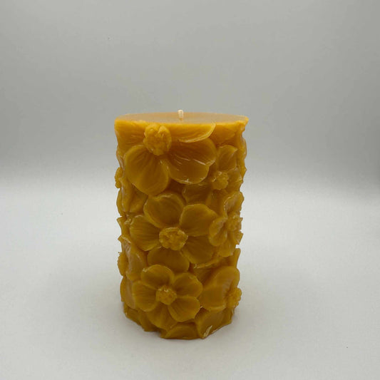 Beeswax Candle Carved Cylinder