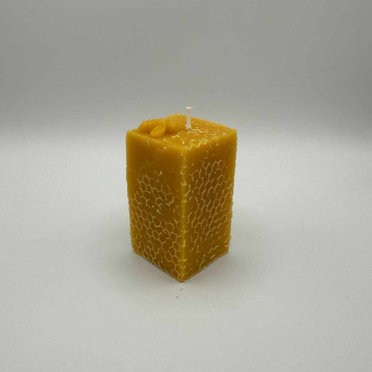 Beeswax Candle Carved Square