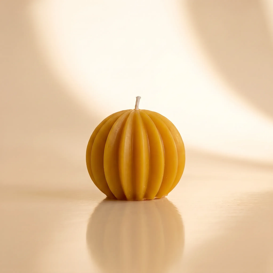 Beeswax Deep Ribbed Sphere Candle