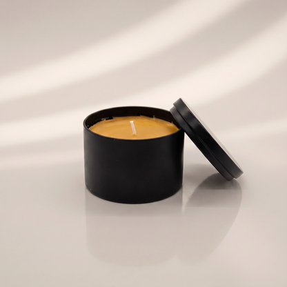 Beeswax Matte Black Tin Candle — Pure Clean-Burning Beeswax in a Modern Vessel