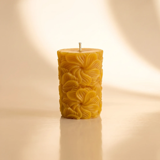 Beeswax Hibiscus Cylinder Candle