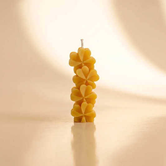 Beeswax Heart Petal Stack Candle — Romantic Handmade Beeswax Candle