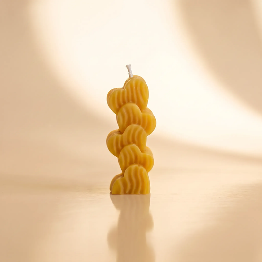 Beeswax Heart Cluster Candle
