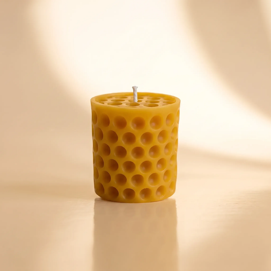 Beeswax Honeycomb Dimple Cylinder Candle