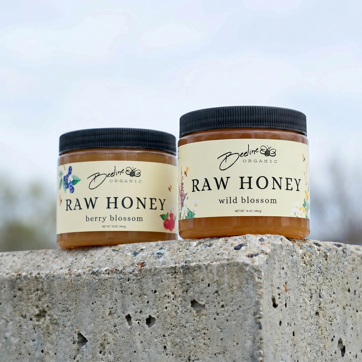 Beeline Organic raw berry blossom honey 16oz — small batch single origin Washington wildflower honey