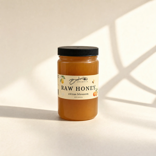 Raw citrus blossom honey 32oz large jar — pure unfiltered California honey from Fresno orange lemon lime and tangerine groves