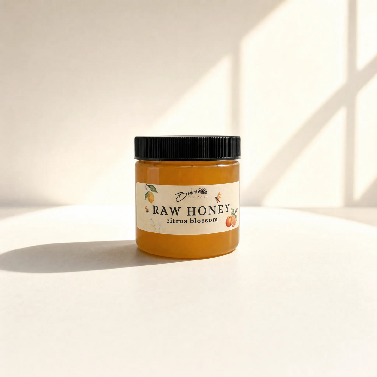 Raw citrus blossom honey 4oz jar — pure unfiltered California honey from Fresno orange lemon lime and tangerine groves