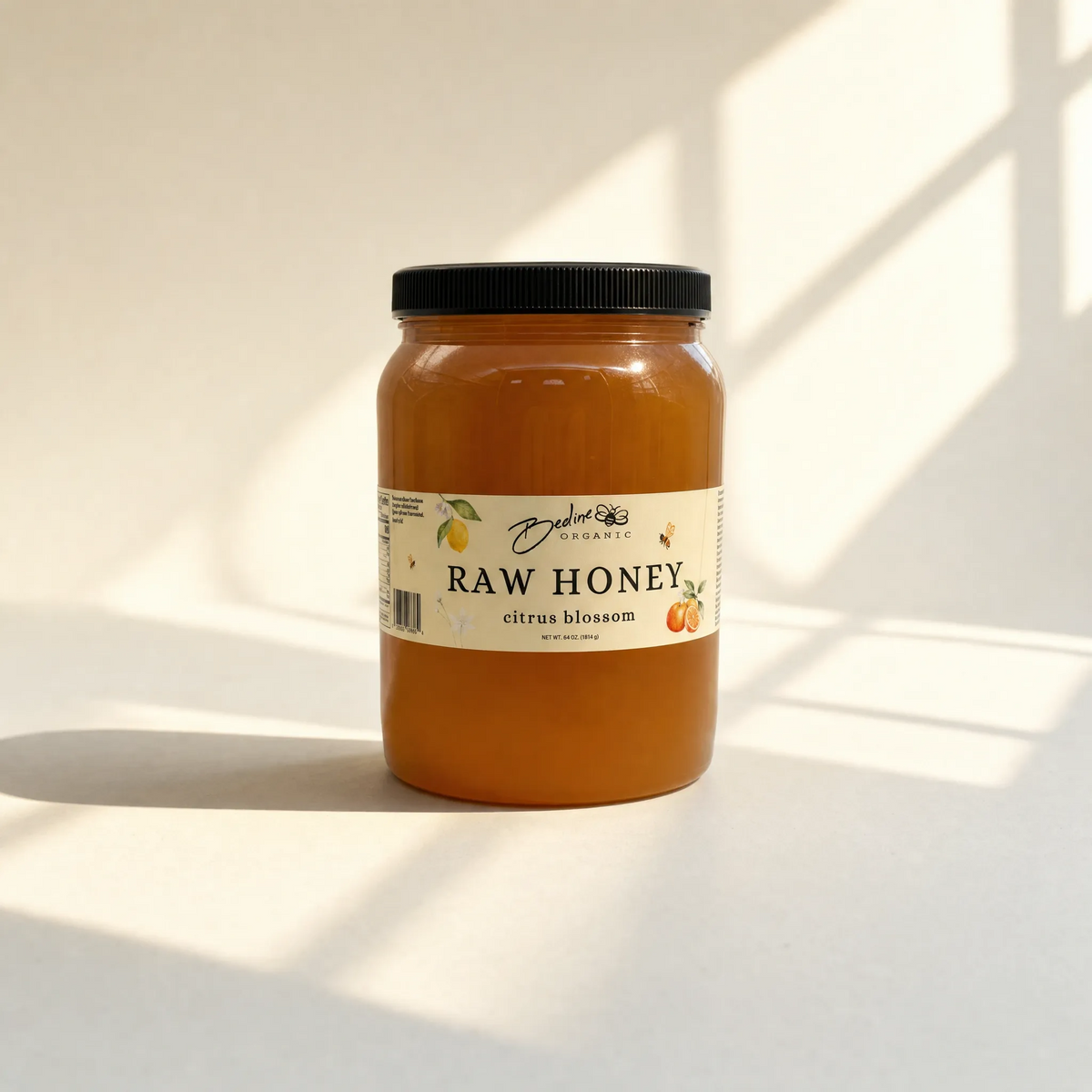 Raw citrus blossom honey 64oz bulk jar — pure unfiltered California honey from Fresno citrus groves best value size