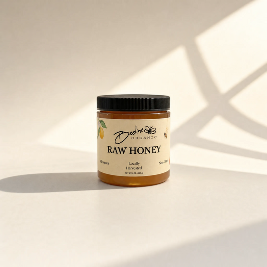 Raw citrus blossom honey 8oz jar — pure unfiltered California honey from Fresno orange lemon lime and tangerine groves