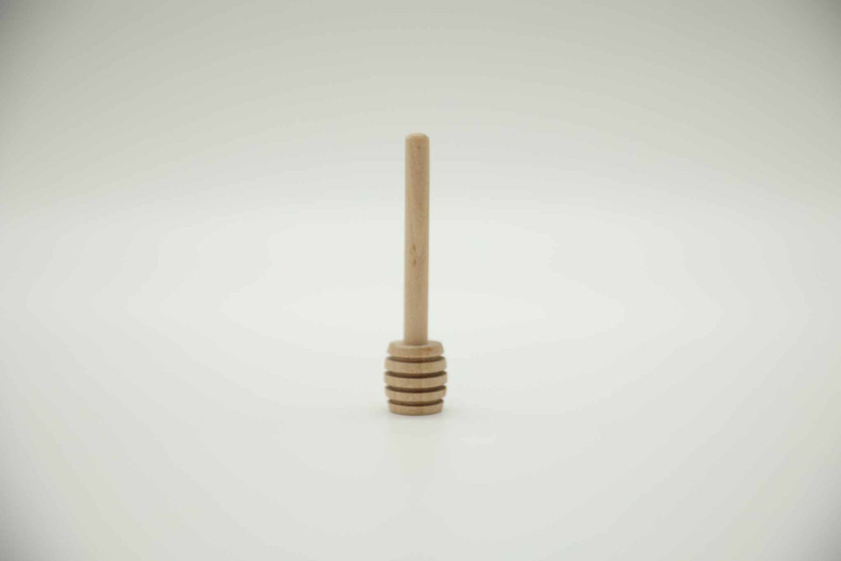 Short handle wooden honey dipper stick — fits 4oz 8oz and 16oz honey jars