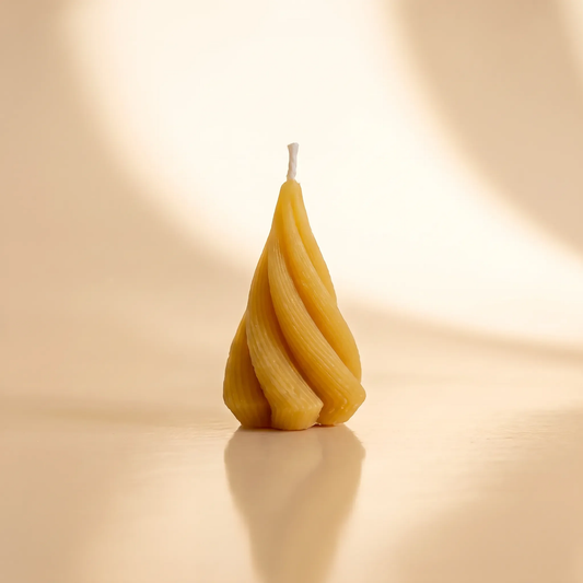 Beeswax Twisted Taper Candle (Small) — Elegant Pure Beeswax Taper