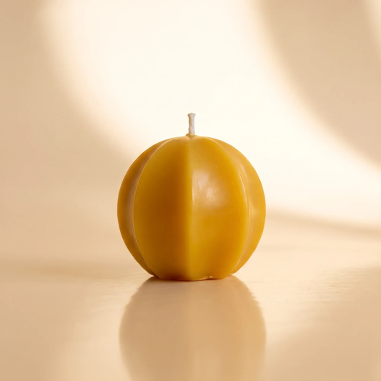 Beeswax Ribbed Sphere Candle
