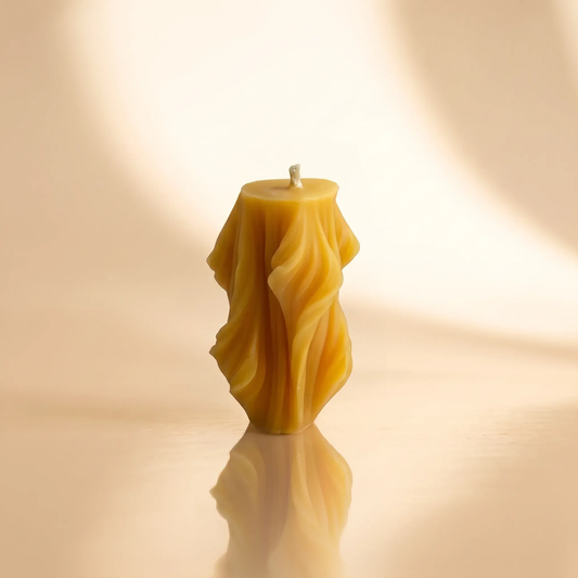 Beeswax Carved Geometric Pillar Candle
