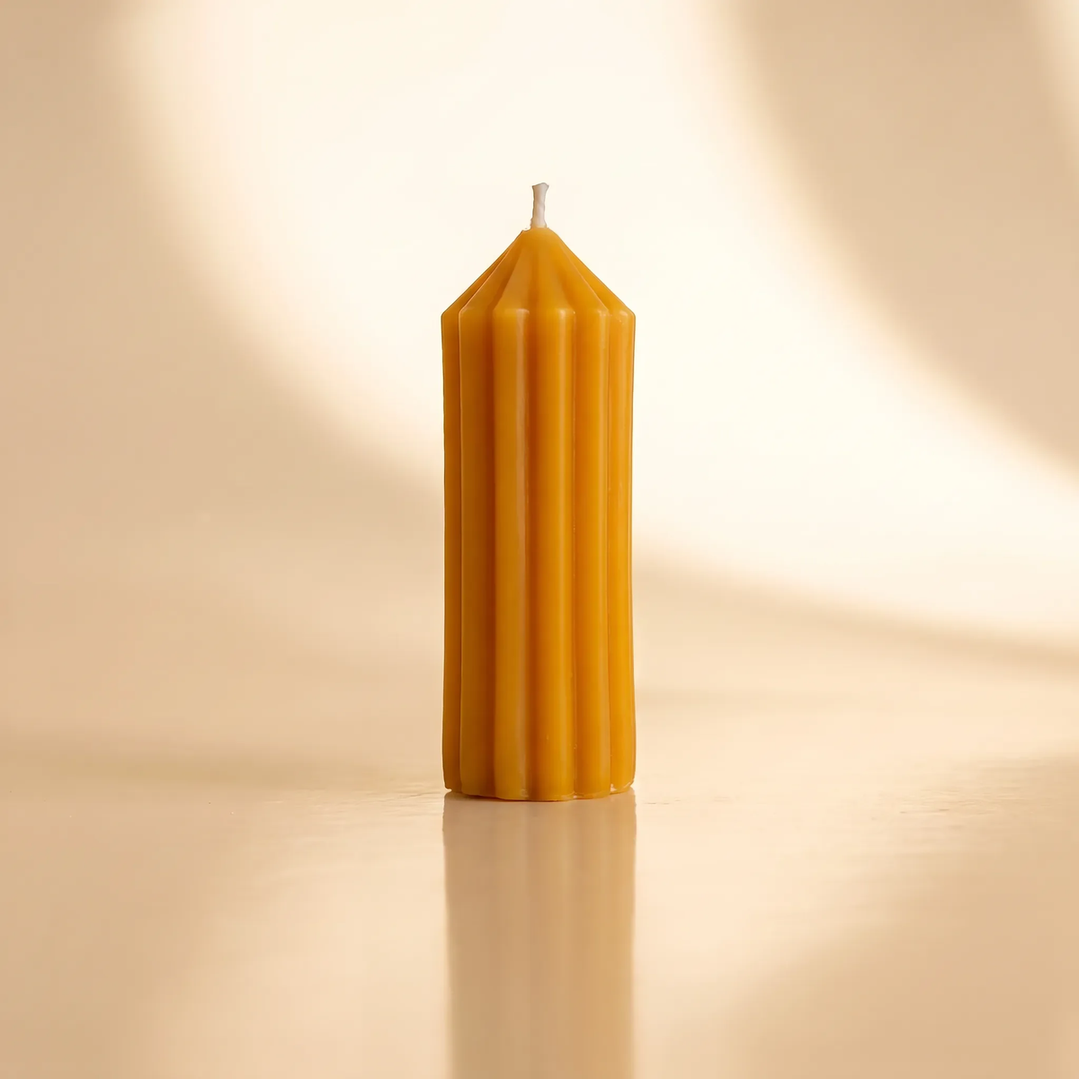 Beeswax Fluted Spire Cylinder Candle