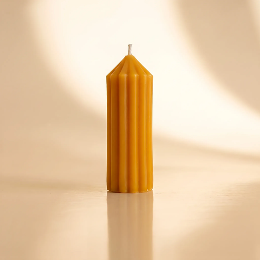 Beeswax Fluted Spire Cylinder Candle