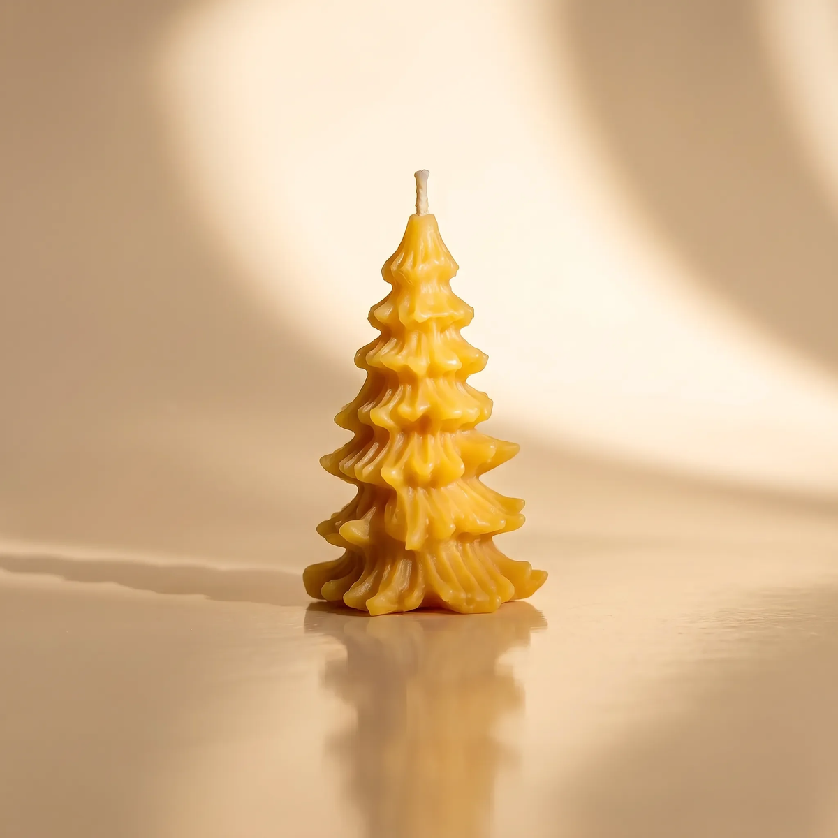 Beeswax Flowing Spruce Tree Candle — Natural Beeswax Holiday Candle